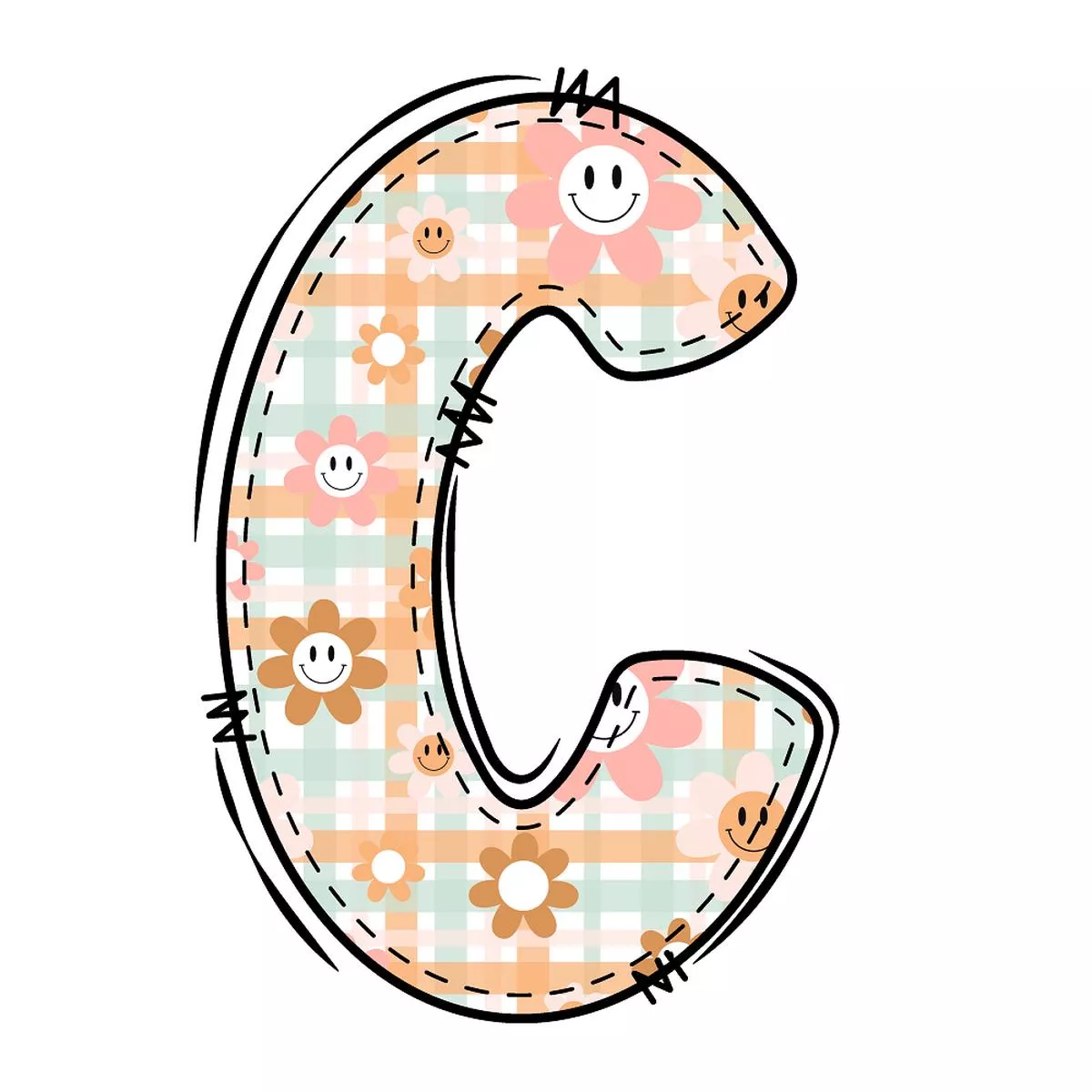 groovy-doodle-letter-c-fabric-panel Groovy Doodle Letter ”C” Fabric Panel
