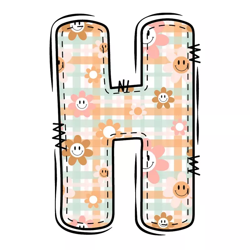 Groovy Doodle Letter ”H” Fabric Panel