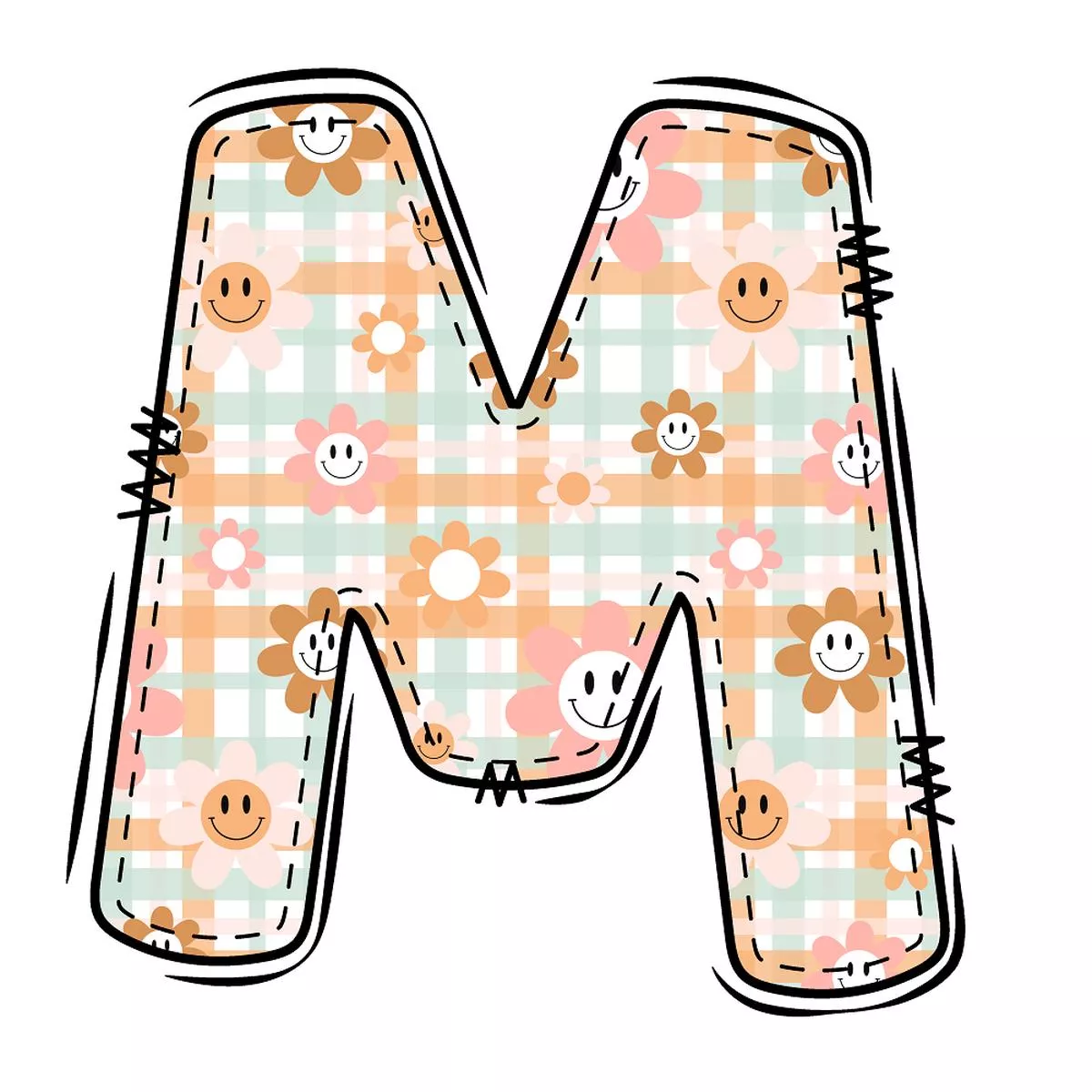 groovy-doodle-letter-m-fabric-panel Groovy Doodle Letter ”M” Fabric Panel