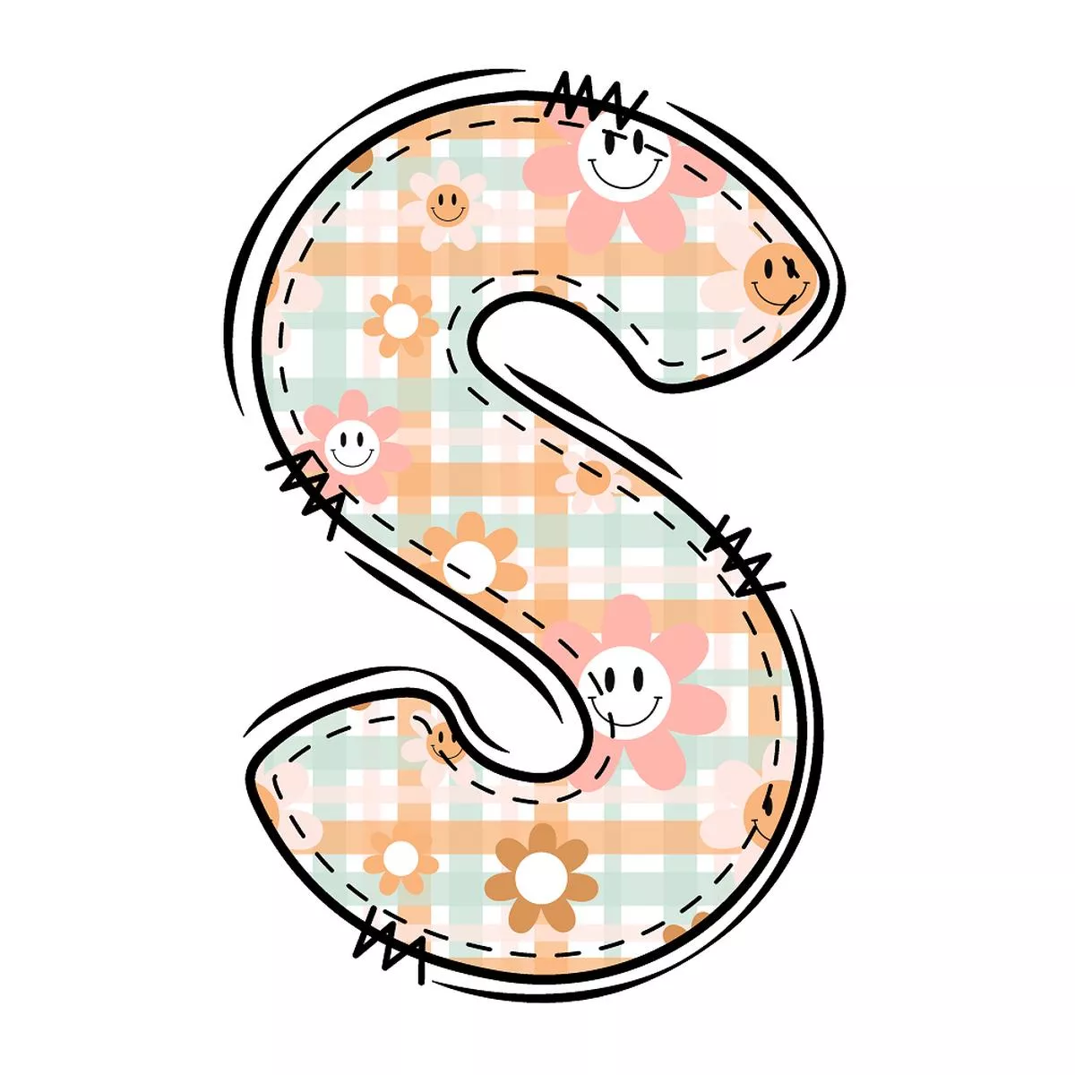 groovy-doodle-letter-s-fabric-panel Groovy Doodle Letter ”S” Fabric Panel