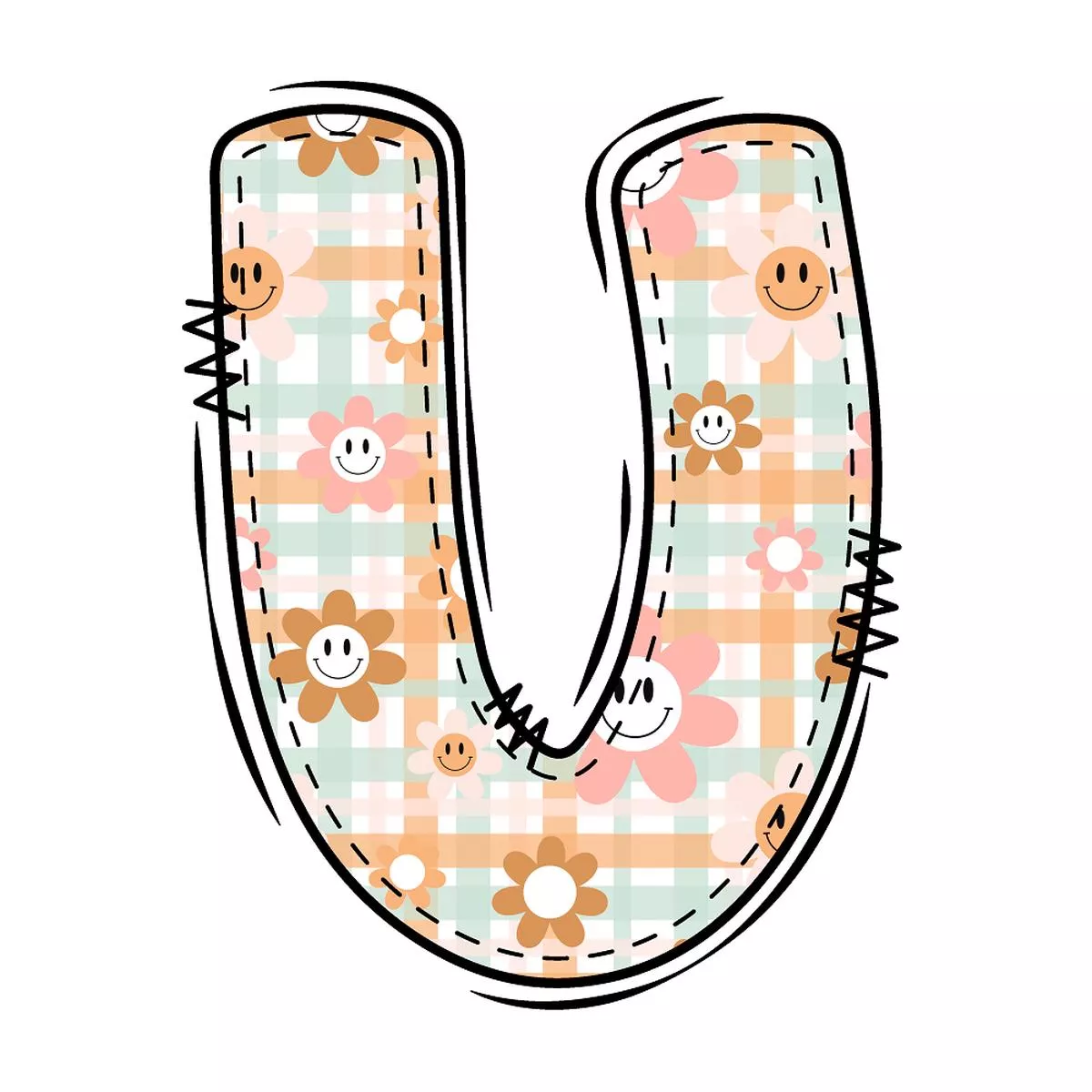 groovy-doodle-letter-u-fabric-panel Groovy Doodle Letter ”U” Fabric Panel