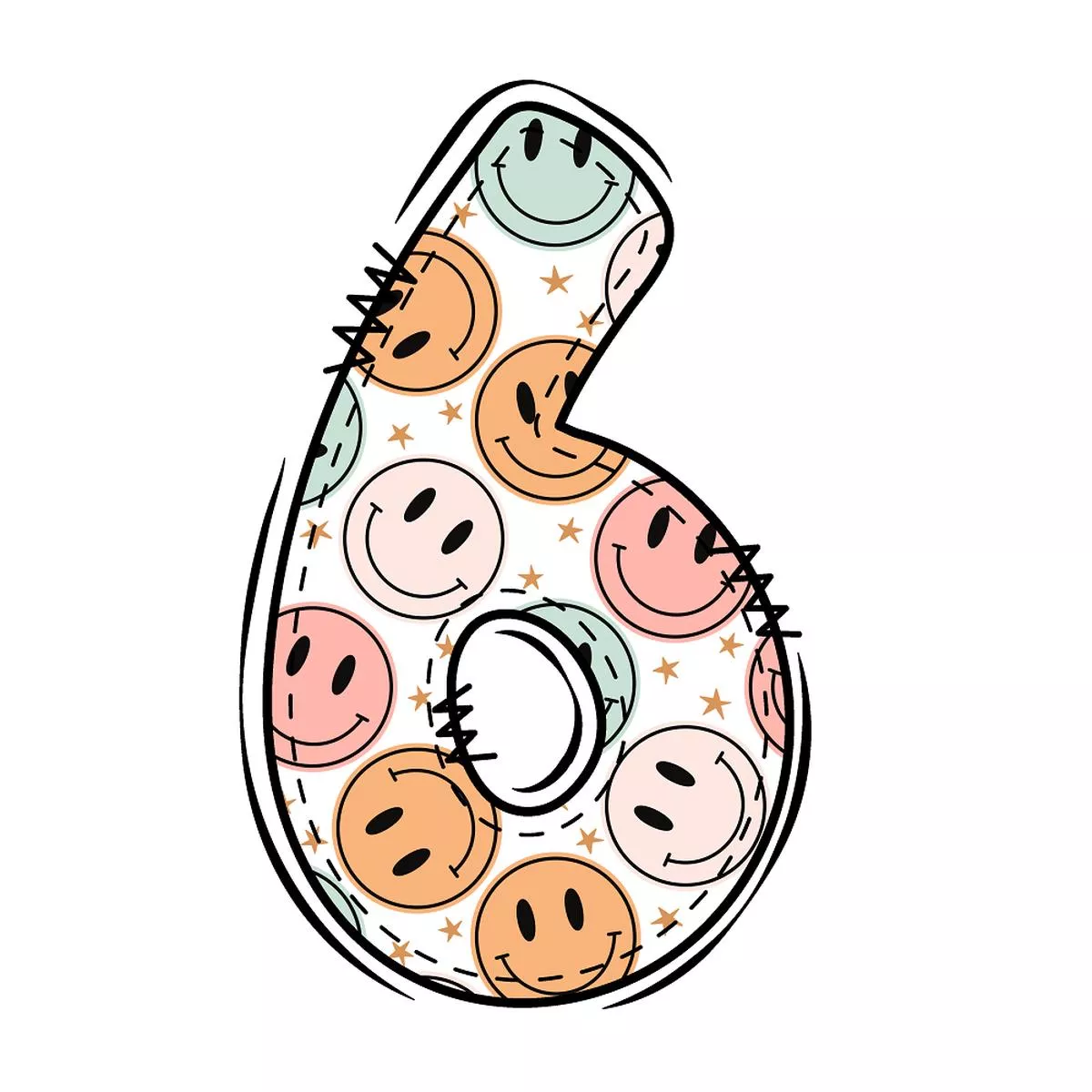 groovy-doodle-smiley-6-fabric-panel Groovy Doodle Smiley ”6” Fabric Panel