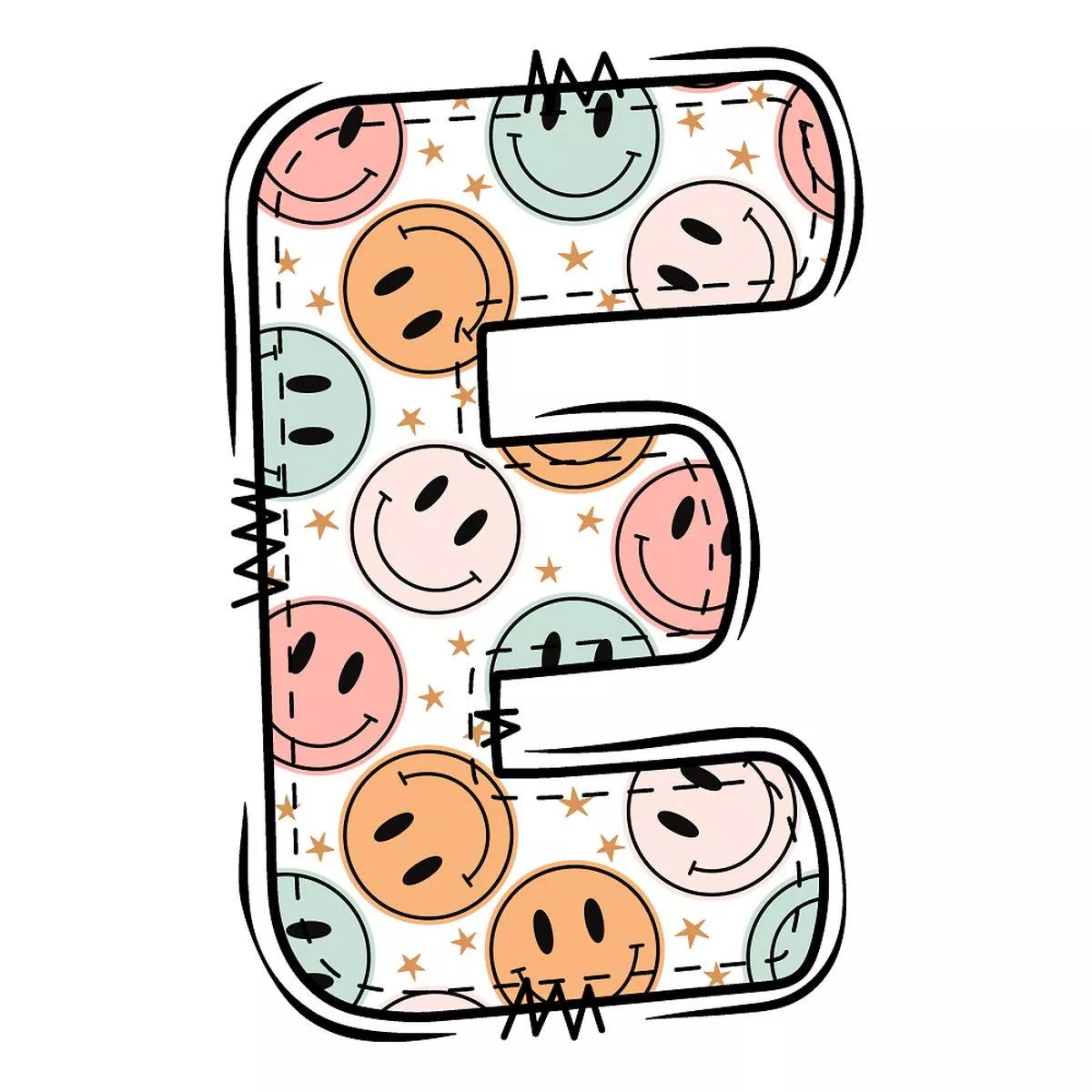 groovy-doodle-smiley-e-fabric-panel Groovy Doodle Smiley ”E” Fabric Panel