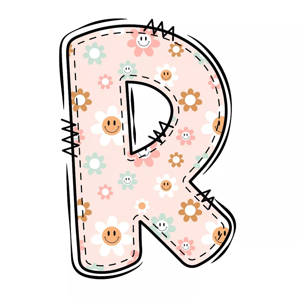 groovy-doodle-smiley-flowers-r-fabric-panel Groovy Doodle Smiley Flowers ”R” Fabric Panel