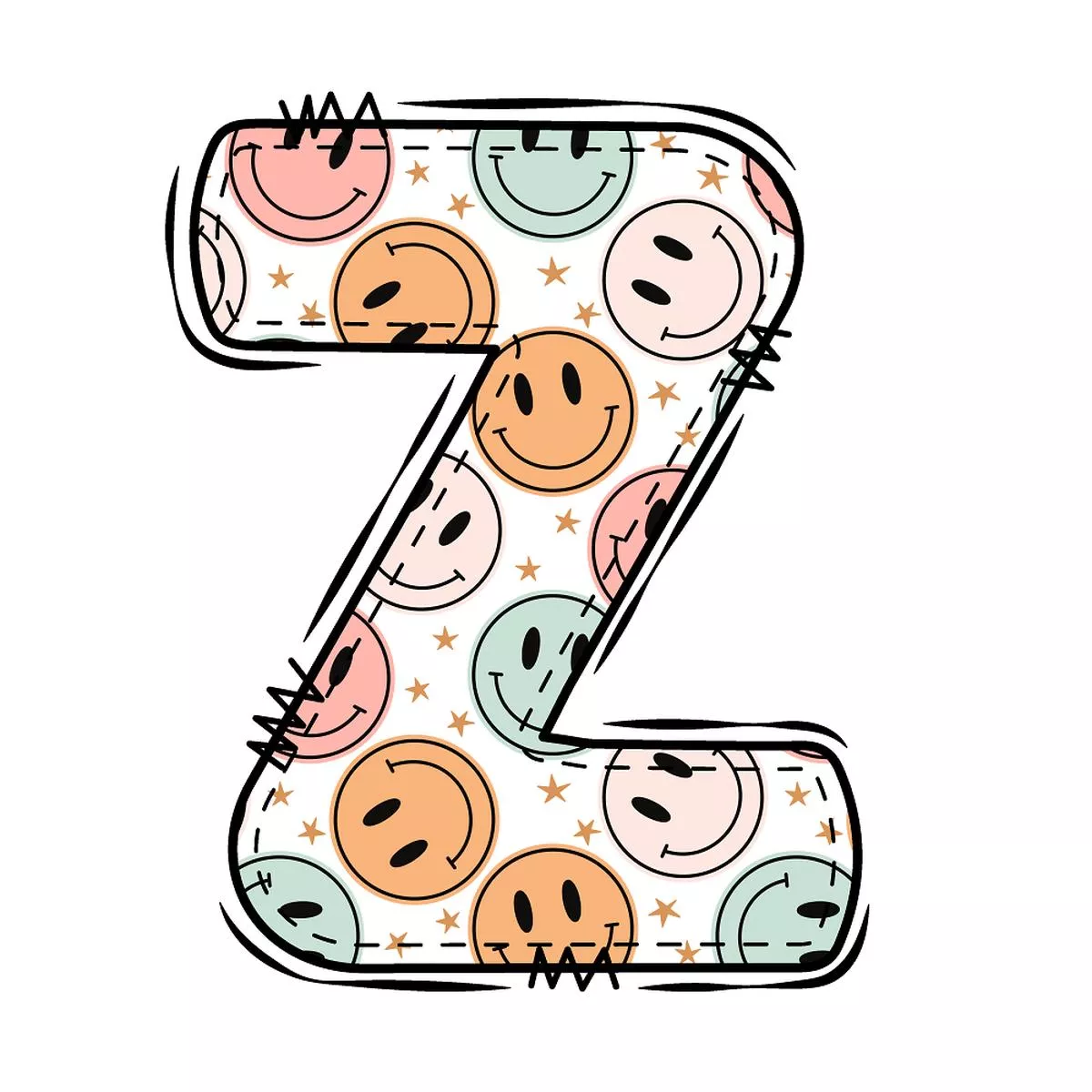 groovy-doodle-smiley-z-fabric-panel Groovy Doodle Smiley ”Z” Fabric Panel