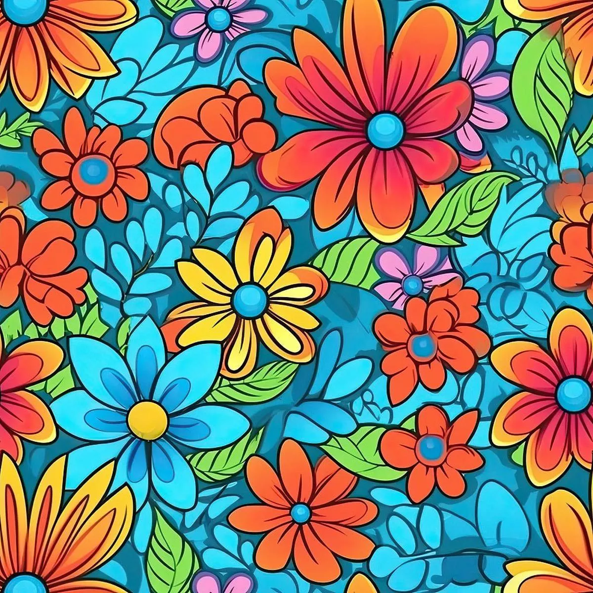 groovy-flowers-pattern-5-fabric Groovy Flowers Pattern #5 Fabric