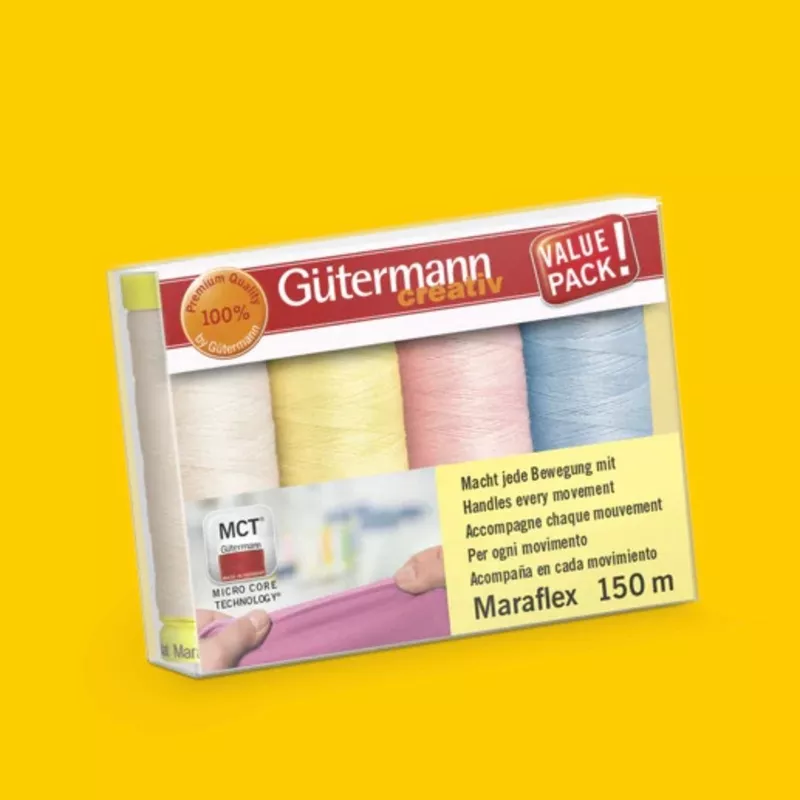 gutermann-maraflex-thread-pack-4-x-150m-in-pastel-colours Gutermann Maraflex Thread Pack 4 x 150m in Pastel Colours