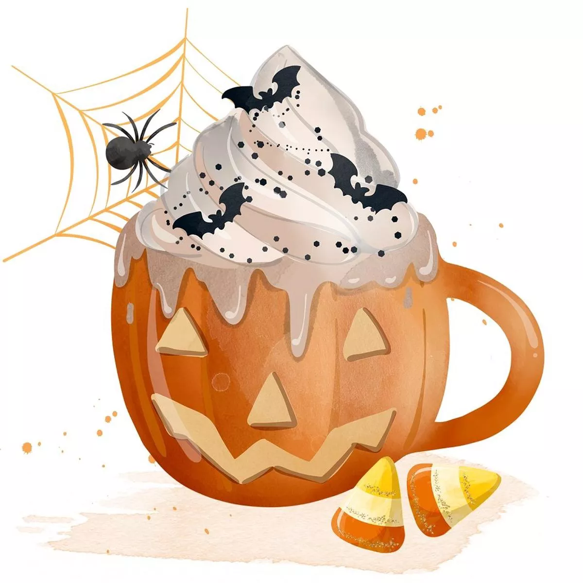 halloween-mugs-arrangement-4-fabric-panel Halloween Mugs Arrangement #4 Fabric Panel