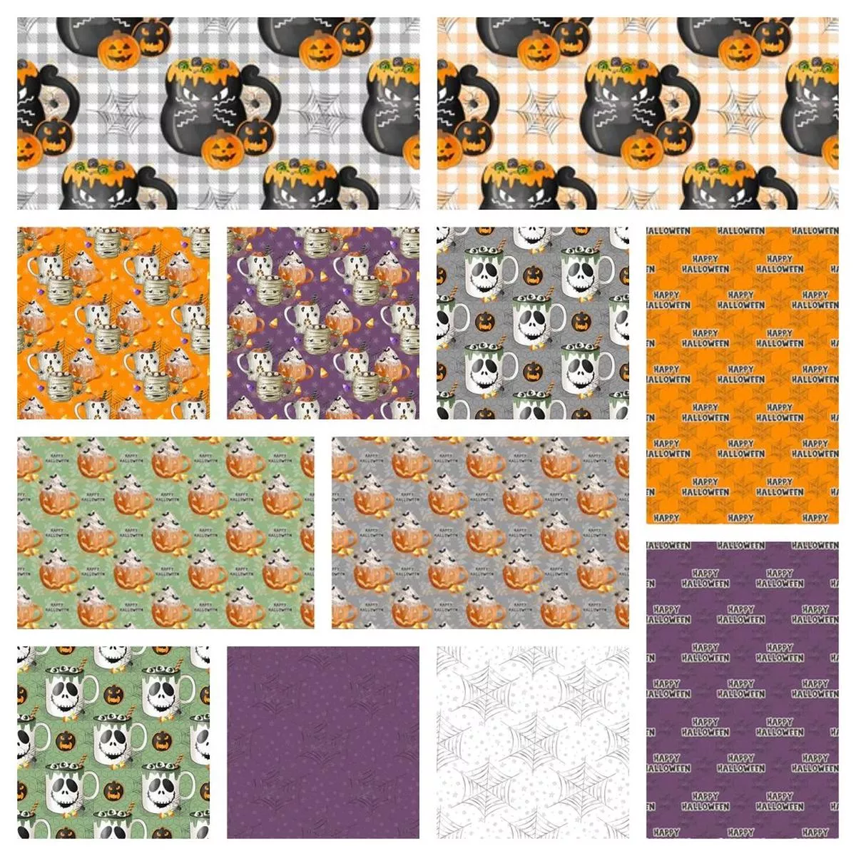 halloween-mugs-fabric-collection-1-yard-bundle Halloween Mugs Fabric Collection – 1 Yard Bundle