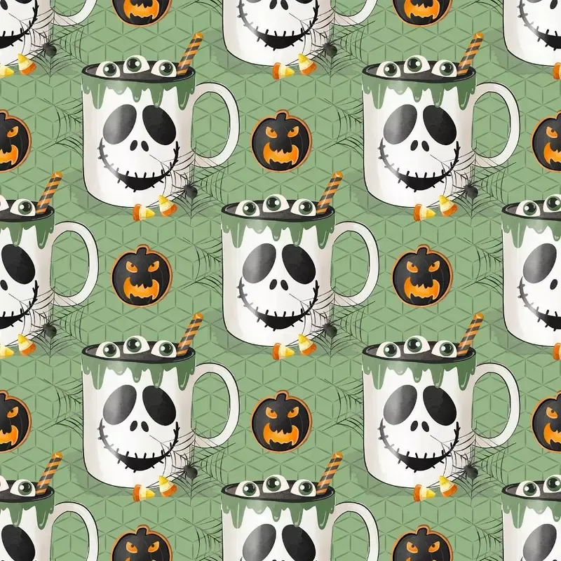 halloween-mugs-frankenstein-fabric-green Halloween Mugs Frankenstein Fabric – Green