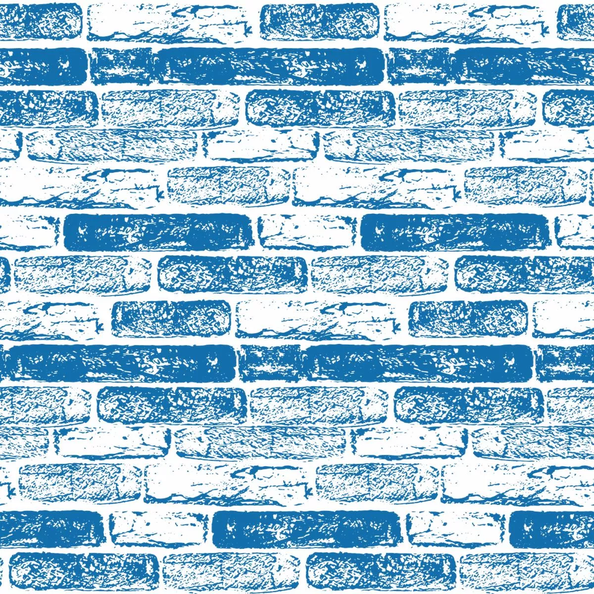 Hand Drawn Brick Wall Fabric – Blue
