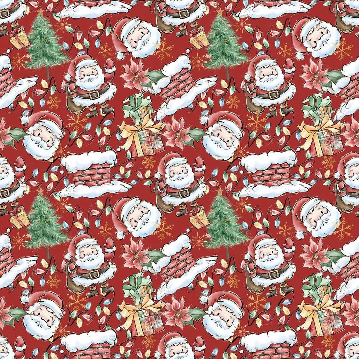 hand-drawn-christmas-elements-fabric-red Hand Drawn Christmas Elements Fabric – Red