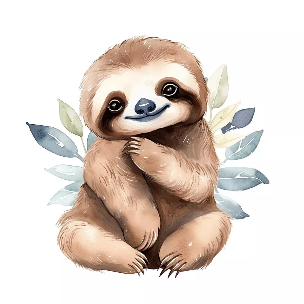 hand-drawn-sloths-portrait-3-fabric-panel Hand Drawn Sloths Portrait #3 Fabric Panel