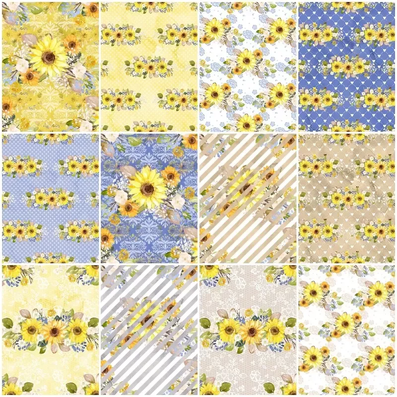 Hand Painted Sunflowers Fabric Collection – 1 Yard Bundle