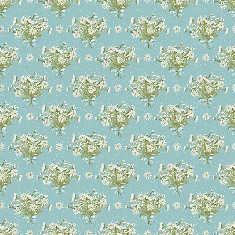 hand-picked-daisy-bouquets-fabric-blue Hand Picked Daisy Bouquets Fabric – Blue