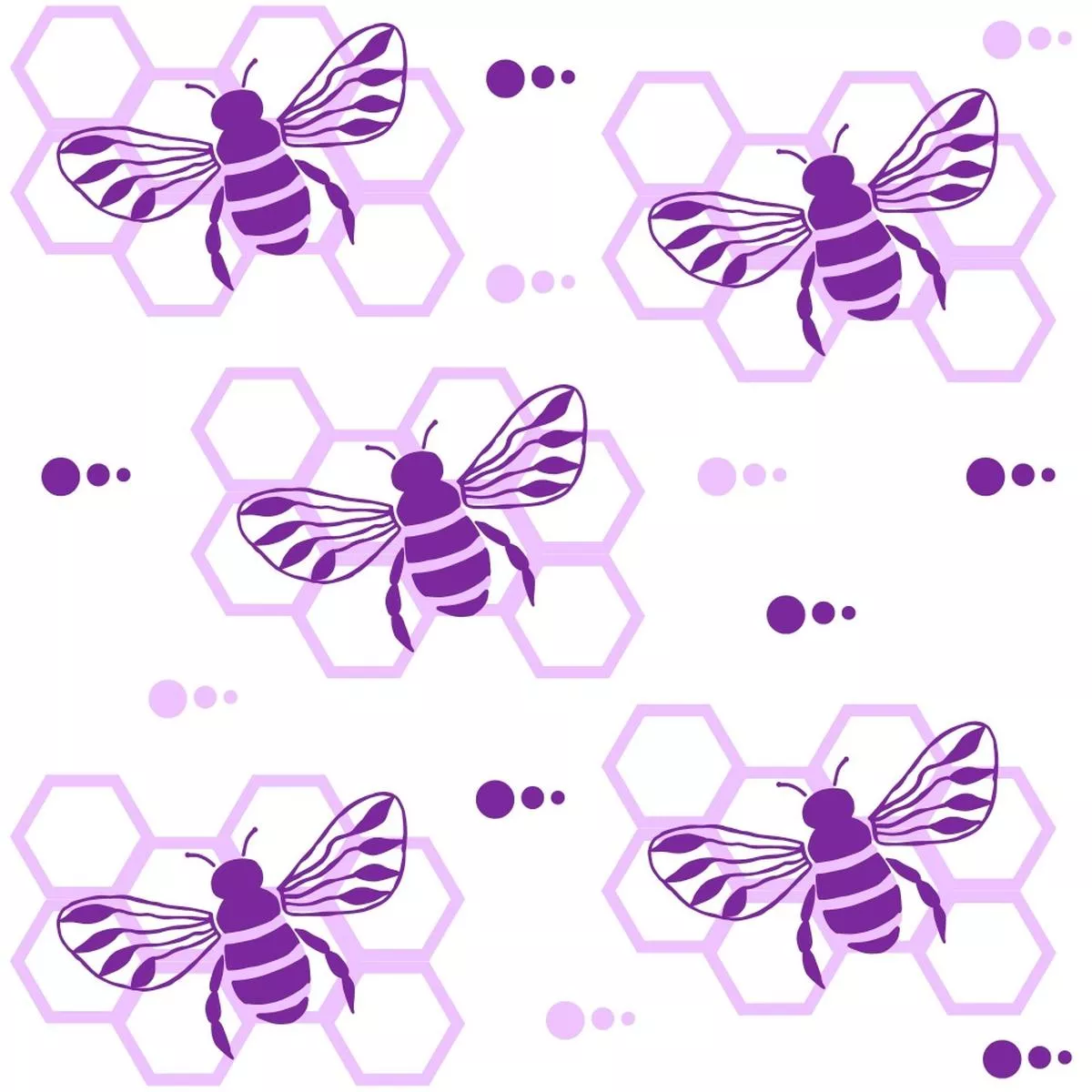 Handdrawn Bees Pattern 5 Quilting Cotton Fabric