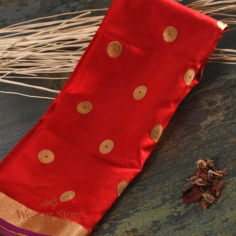 handloom-red-chanderi-silk-dupatta-with-asharfi-boota Handloom Red Chanderi Silk Dupatta ,with Asharfi Boota