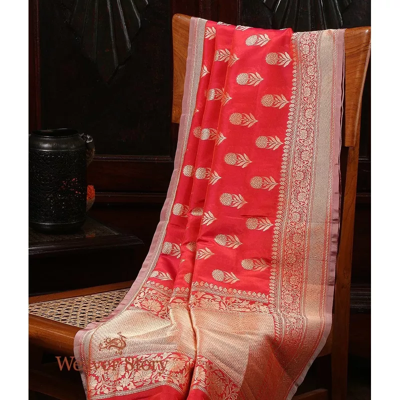 handloom-red-katan-georgette-dupatta Handloom Red Katan Georgette Dupatta