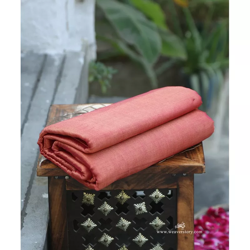 handloom-rose-gold-pure-chanderi-tissue-fabric Handloom Rose Gold Pure Chanderi Tissue Fabric