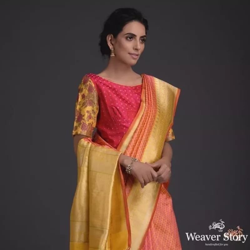 handwoven-yellow-self-weave-tanchoi-saree Handwoven Yellow self weave tanchoi saree