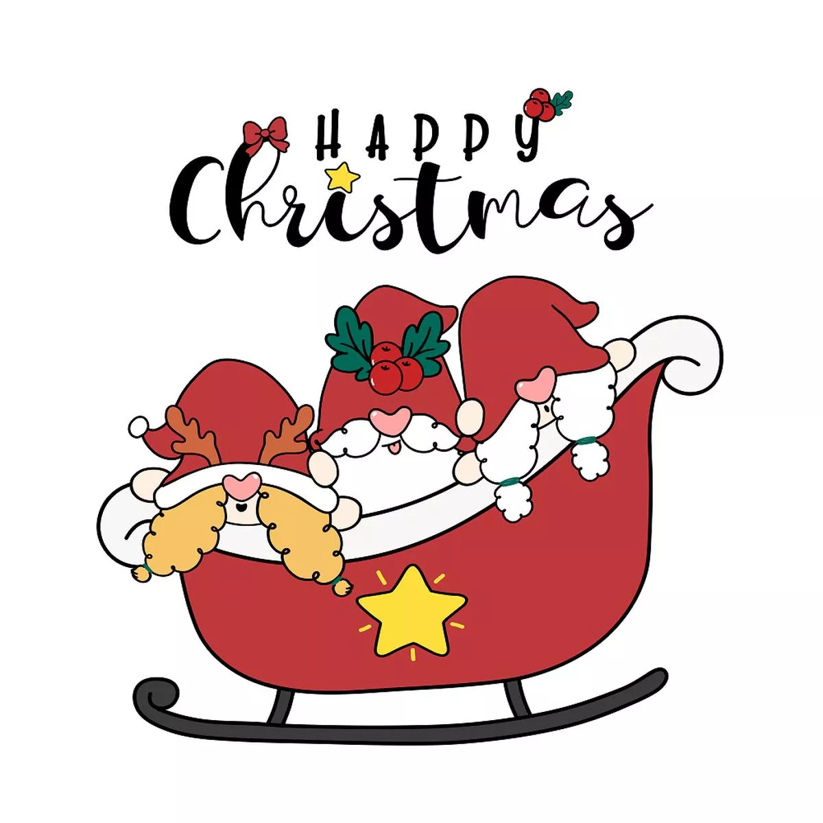 happy-christmas-gnomes-fabric-panel Happy Christmas Gnomes Fabric Panel