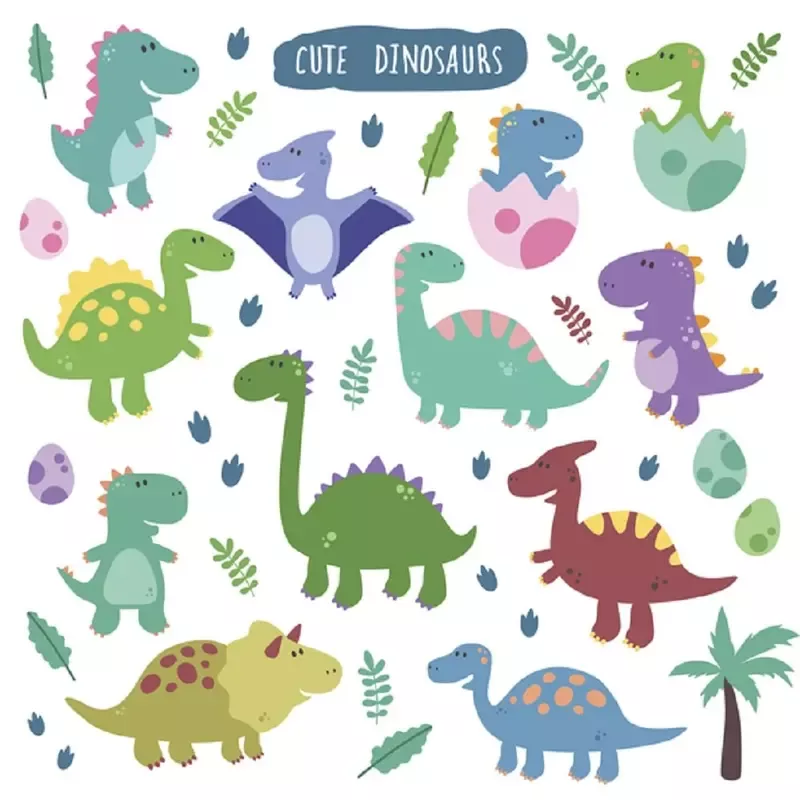 Happy Dinosaurs Fabric Panel – White