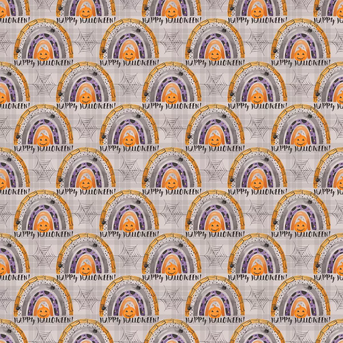 happy-halloween-rainbow-fabric-gray Happy Halloween Rainbow Fabric – Gray