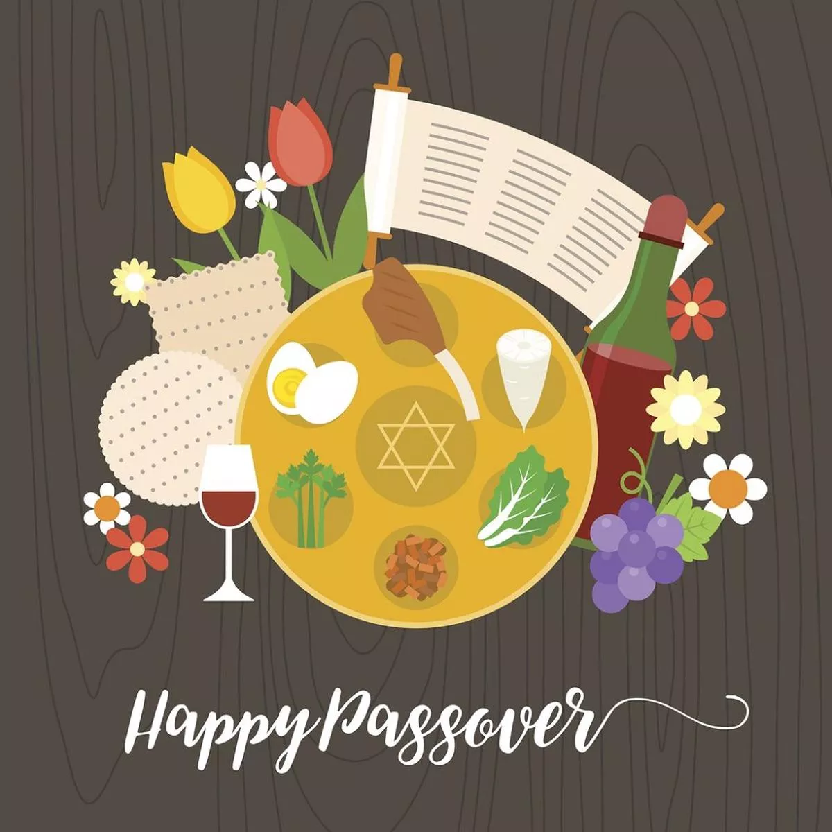 happy-passover-fabric-panel-brown Happy Passover Fabric Panel – Brown