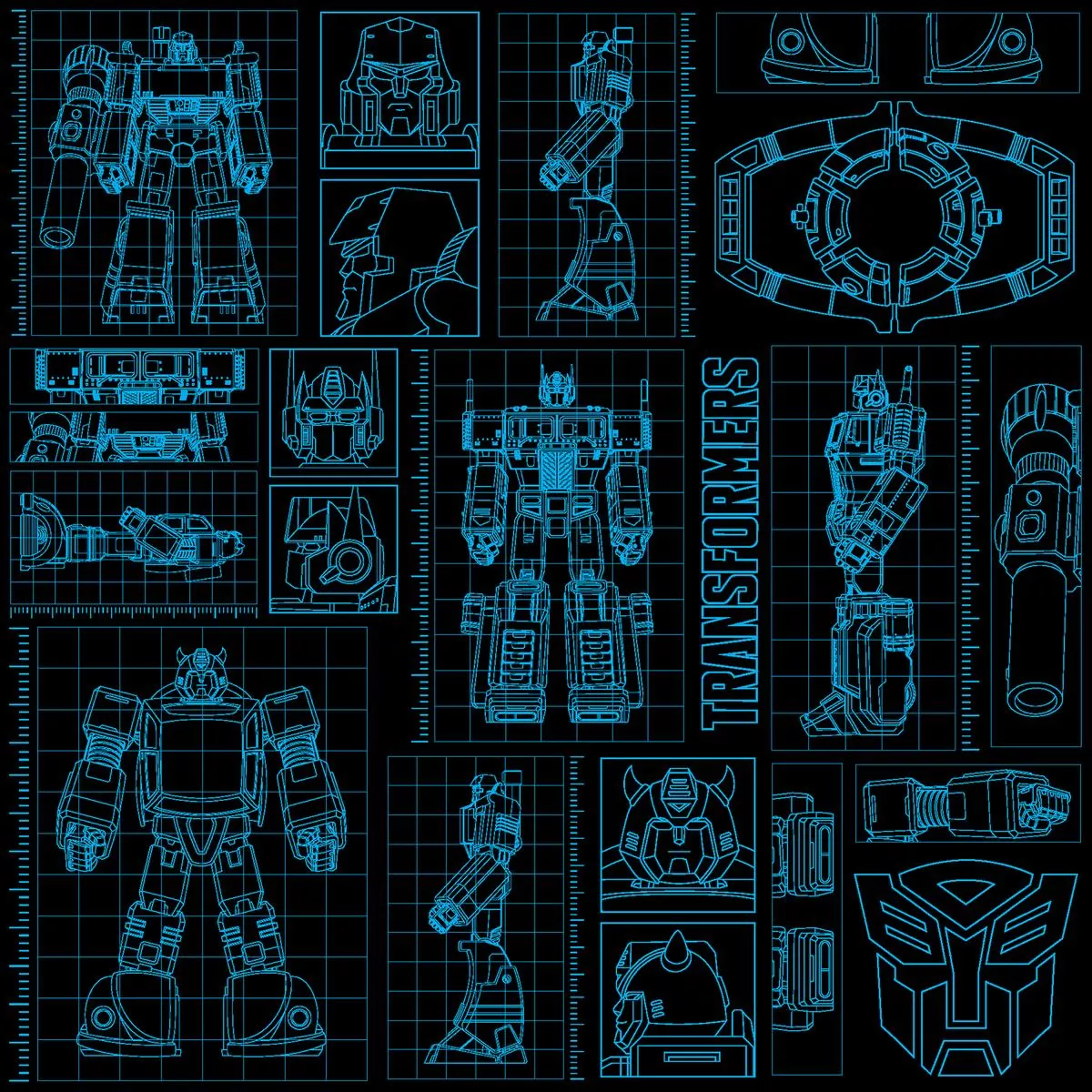 Hasbro Transformers Blueprint Schematics Fabric