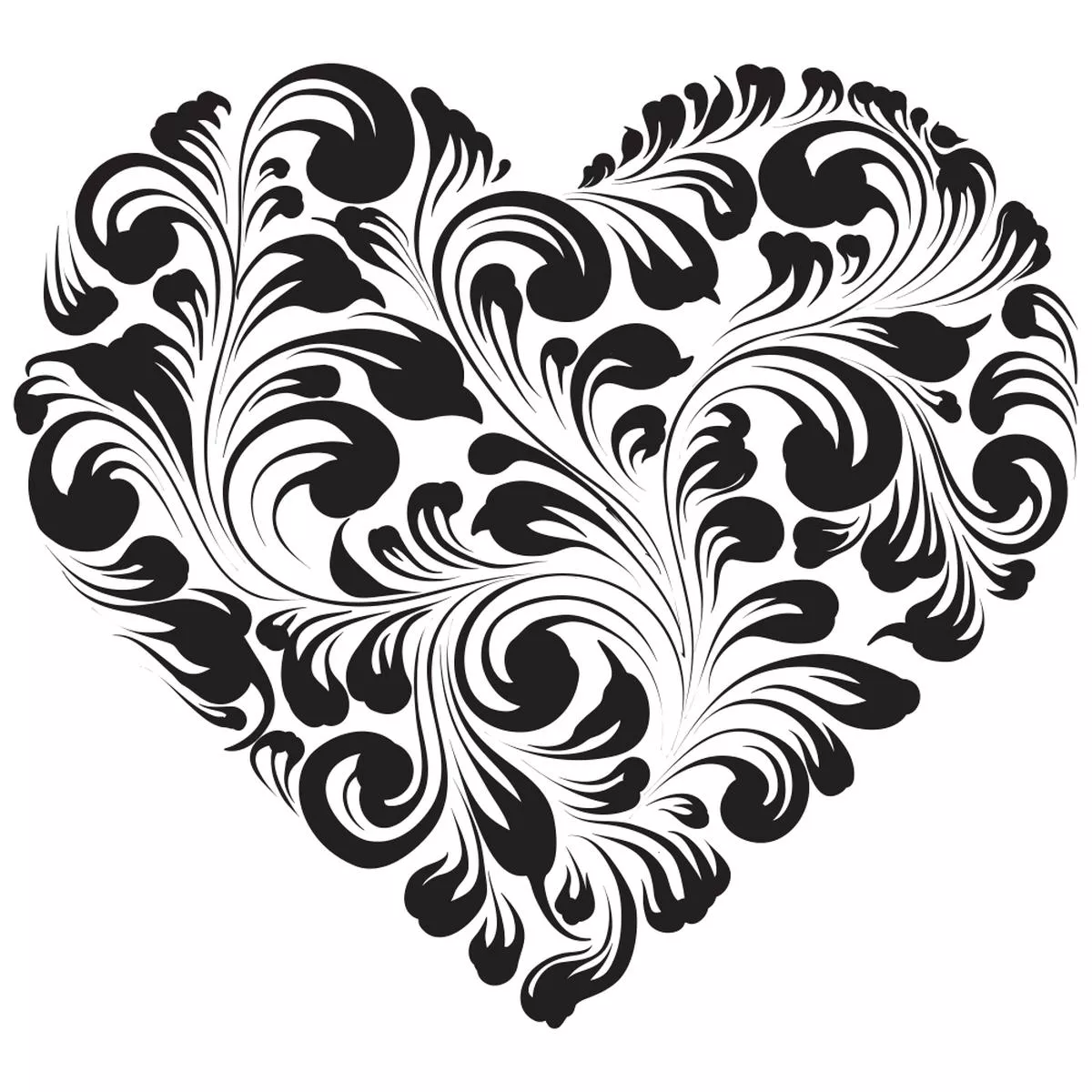 Heart Floral Fabric Panel – Black