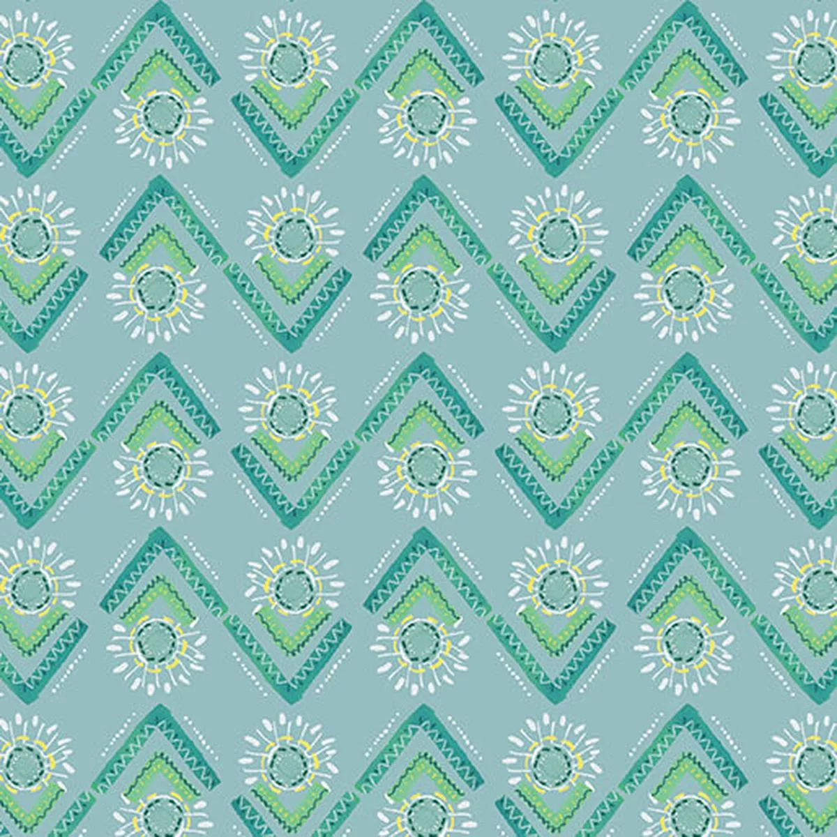 A Heart Led Life – Flower Spray – Teal – Yardage