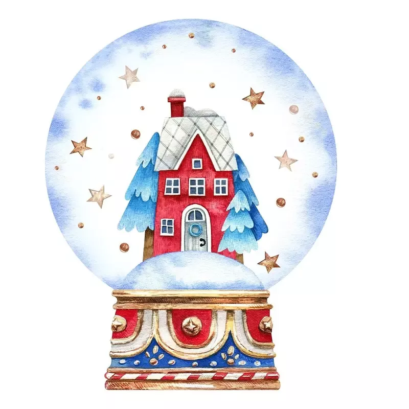 home-in-snowglobe-fabric-panel Home in Snowglobe Fabric Panel