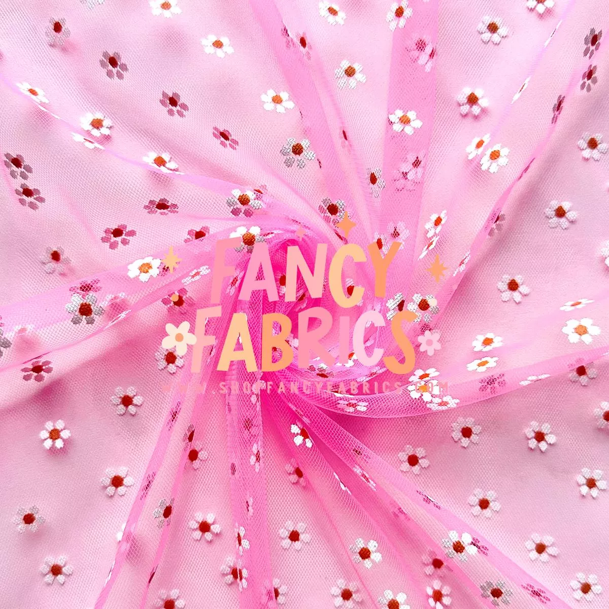 Hot Pink | Tiny Daisy Mesh | Ready To Ship
