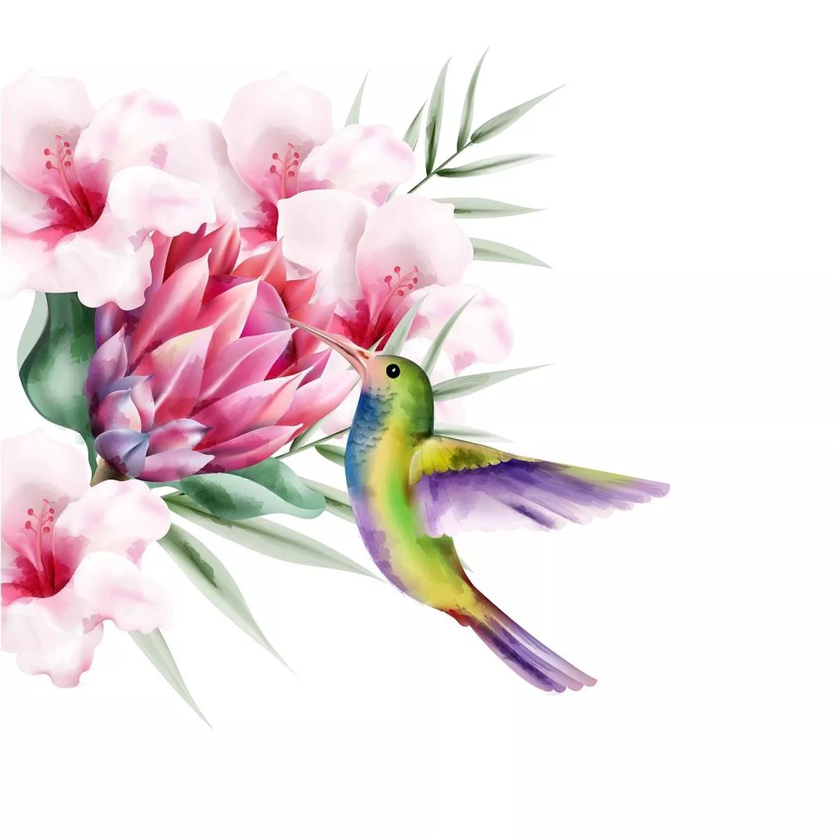 hummingbird-in-tropics-fabric-panel Hummingbird In The Tropics Fabric Panel