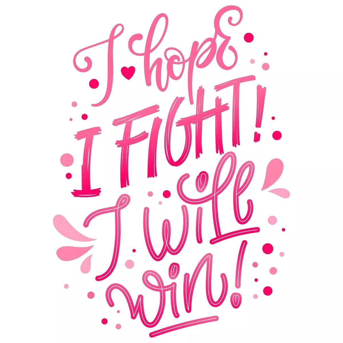 i-will-win-breast-cancer-fabric-panel I Will Win Breast Cancer Fabric Panel