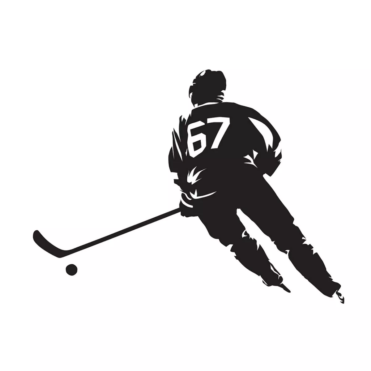 ice-hockey-player-puck-fabric-panel-black Ice Hockey Player & Puck Fabric Panel – Black