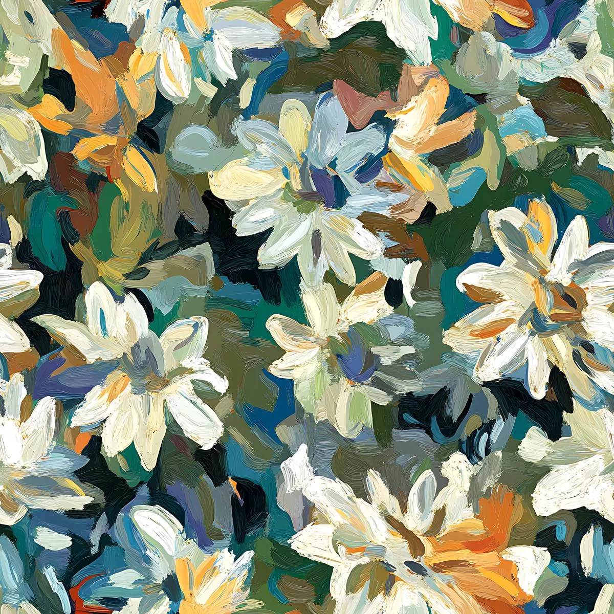 Impressionist Floral Pattern 6 Quilting Cotton Fabric