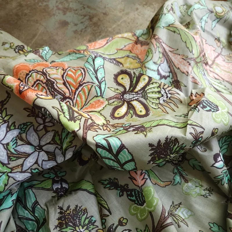 indian-cotton-screenprint-sage-floral Indian Cotton / Screenprint / Sage Floral
