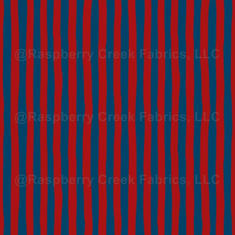 Indigo & Red Wonky Stripes