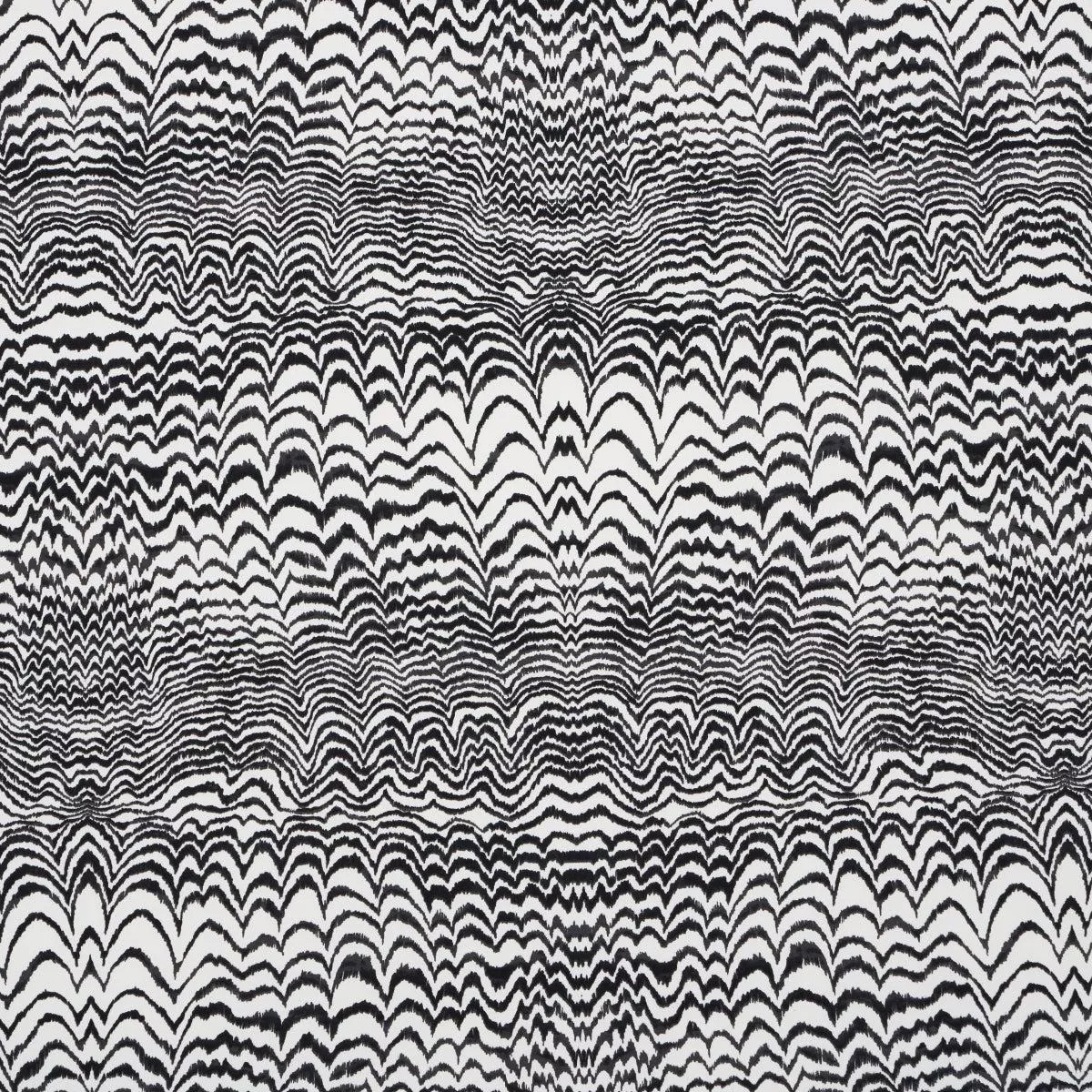 Ink Wave Print Indoor Outdoor Black Fabric
