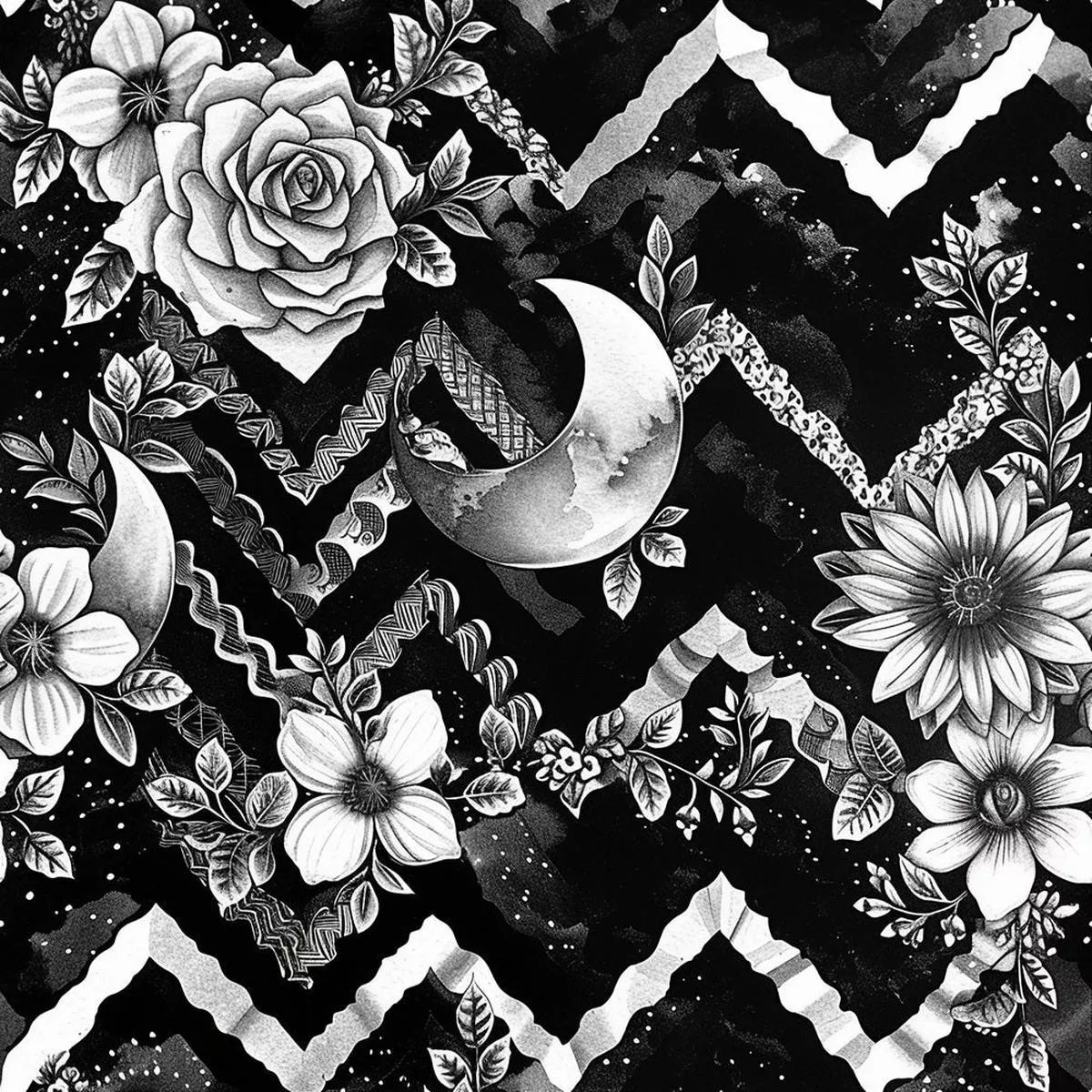 intricate-floral-moon-zigzag-fabric Intricate Floral Moon Zigzag Fabric
