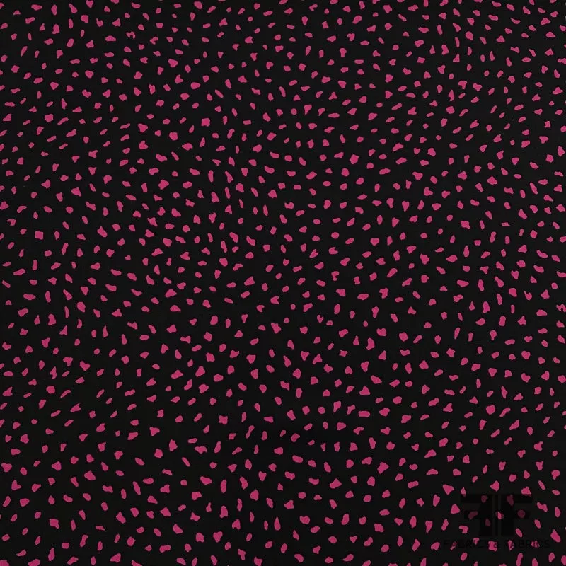 Italian Abstract Dot Printed Silk Georgette – Pink/Black