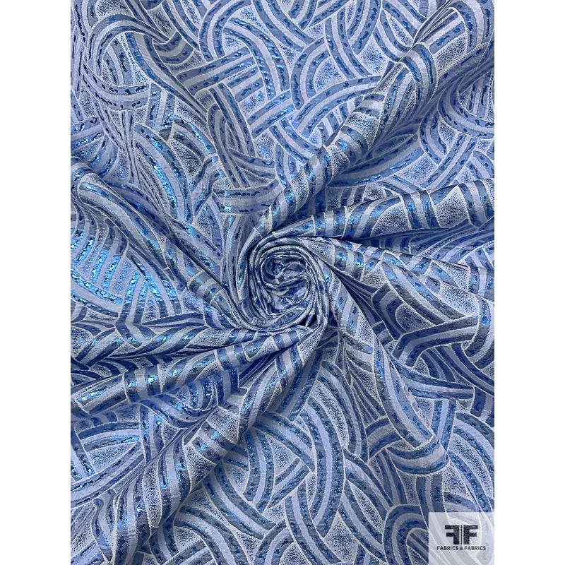 italian-interlinked-design-metallic-brocade-metallic-blue-off-white Italian Interlinked Design Metallic Brocade – Metallic Blue / Off-White