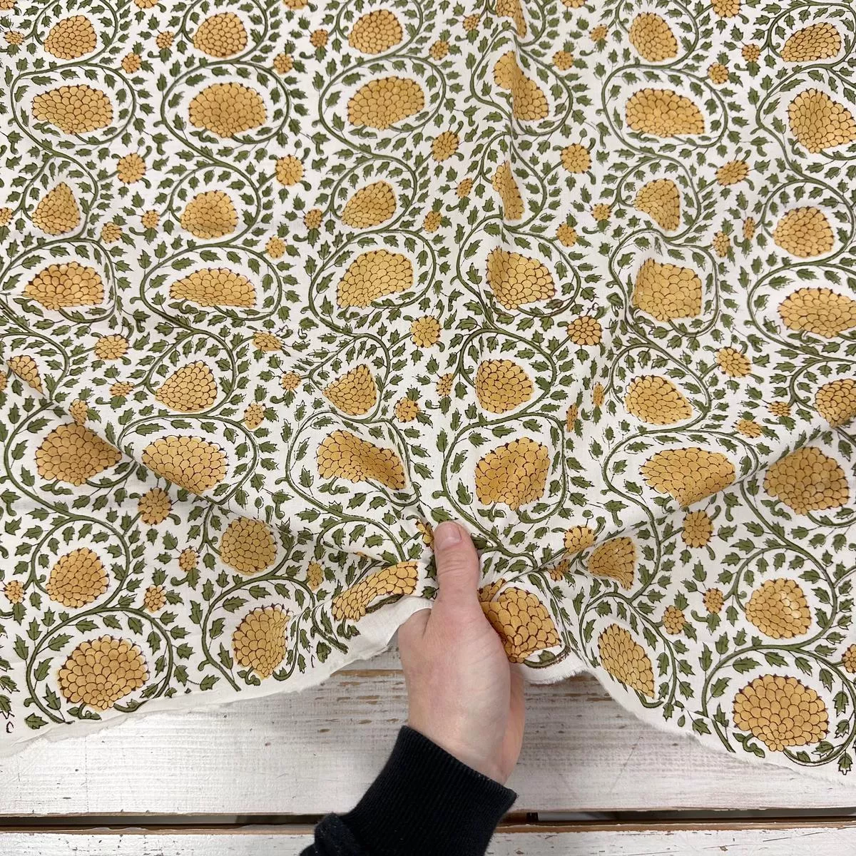 ivy-flower-block-print-mustard-tex-ex-2969 Ivy Flower Block Print Mustard Tex Ex 2969