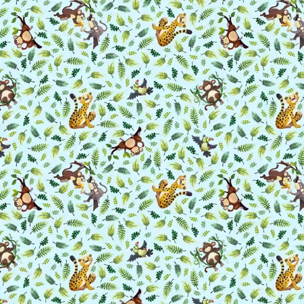 jungle-friends-tossed-animals-light-blue Jungle Friends Tossed Animals Light Blue
