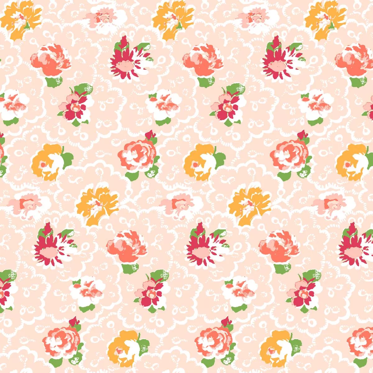 Juniper on Apricot Fabric