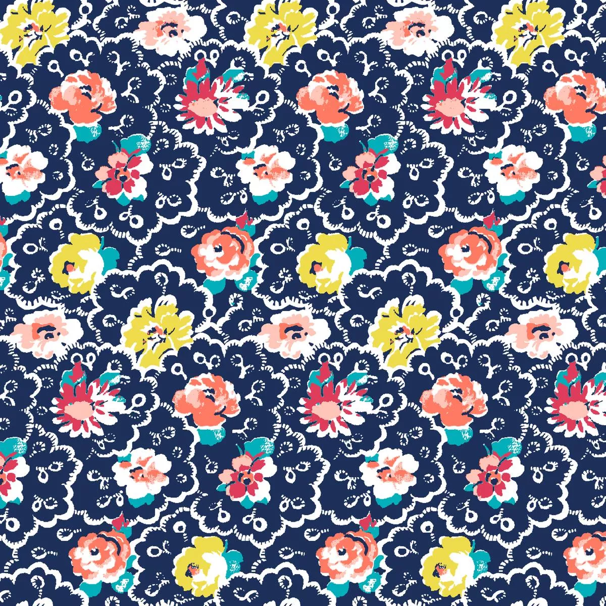 Juniper on Navy Fabric