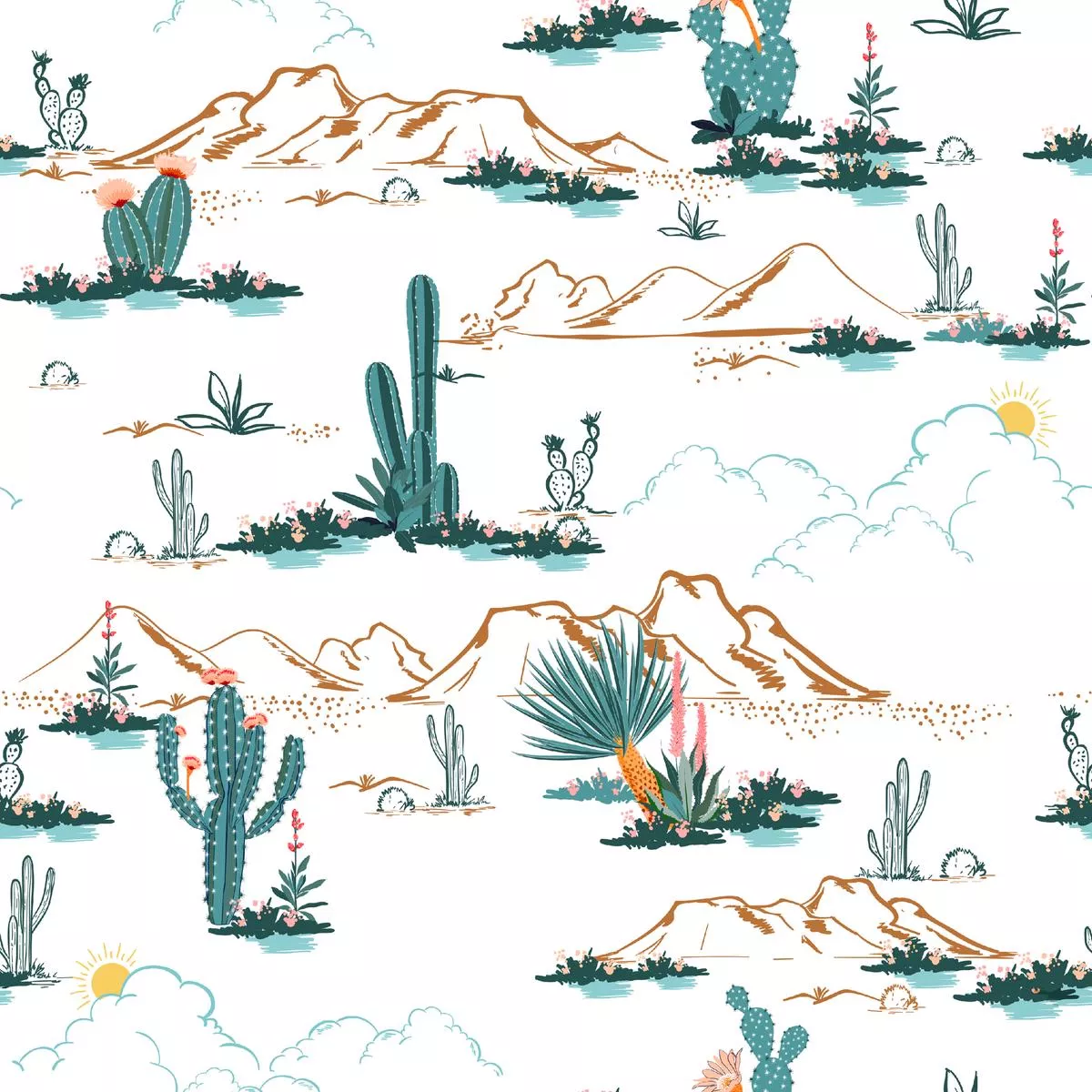 kate-ward-thacker-desert-cacti-mountains-landscape-fabric Kate Ward Thacker Desert Cacti and Mountains Landscape Fabric