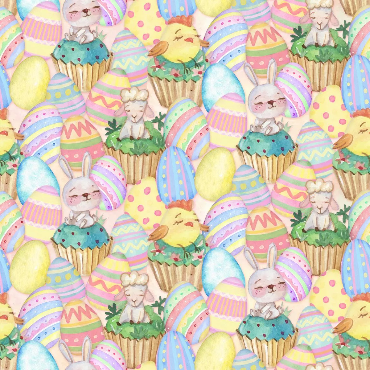 kate-ward-thacker-easter-cupcakes-pastel-animal-fabric Kate Ward Thacker – Easter Cupcakes – Pastel Animal Fabric