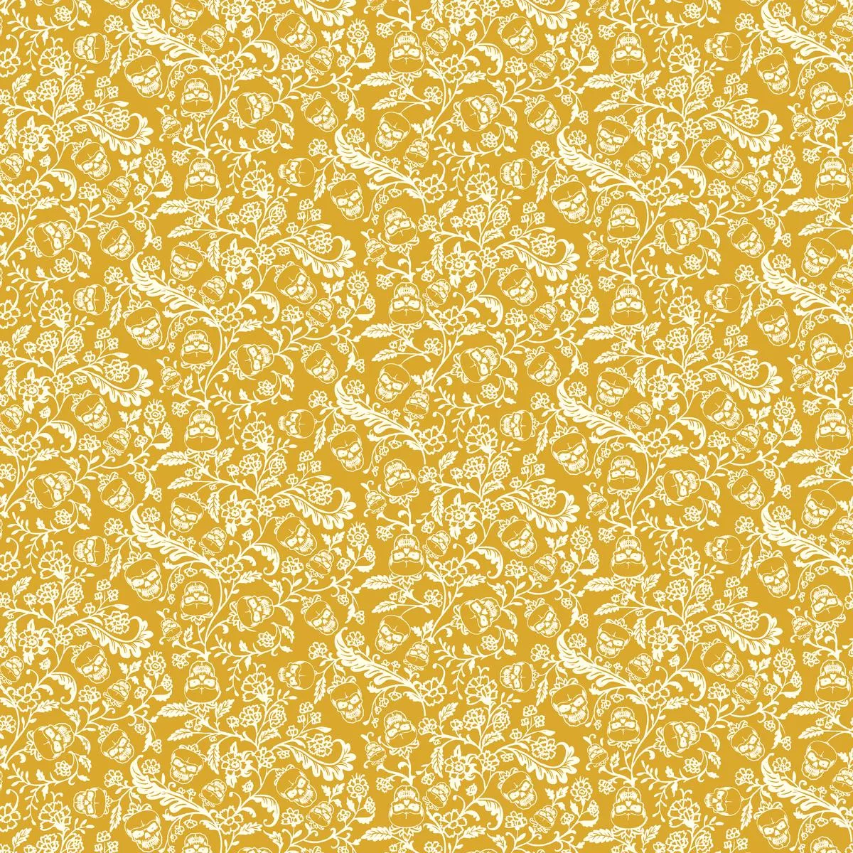 kate-ward-thacker-florals-skulls-gold-fabric Kate Ward Thacker – Florals & Skulls – Gold Fabric